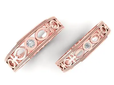 Luxury Vintage Pattern Wedding Bands for Couples 350 3D print model