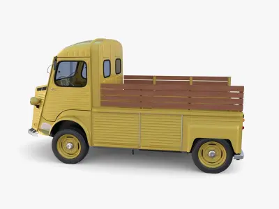 Generic 40s Van Pick Up with interior v2 3D model