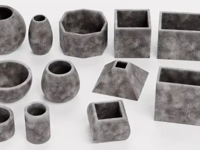 -Concrete Flower Pots- 3D model