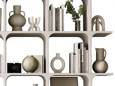 plastic Shelves Decorative With Plants and plastic Rack 31 3D model