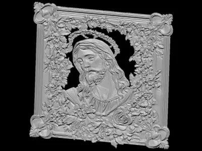 Jesus Christ Floral Sculpture 3D print model
