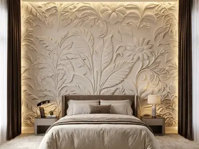  modern panel wall decor set relief stl mural CNC 273 3D model