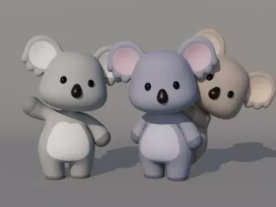 Rigged Cartoon Koala Low-poly 3D model