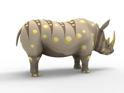 Cartoon Rhino 3D low poly model Low-poly 3D model