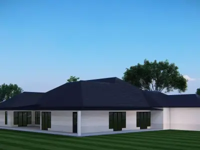 Modern Luxury Villa with Glass Atrium Roof House 3D Model 3D model