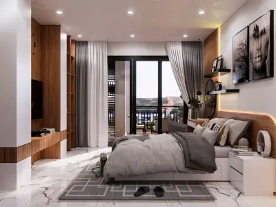 Interior Bedroom Low-poly 3D model