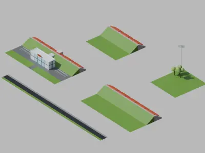 Stadium low poly upgradable modular kit Low-poly 3D model