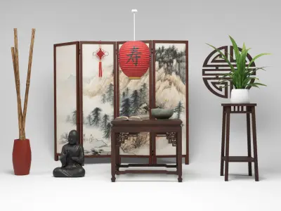 Chinese Props Low-poly 3D model