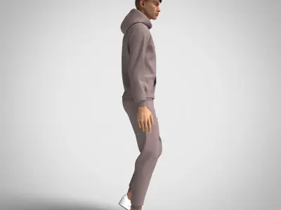 Hoodie sweatpants mens tracksuit sport Clo3d Marvelous Designer 3D model