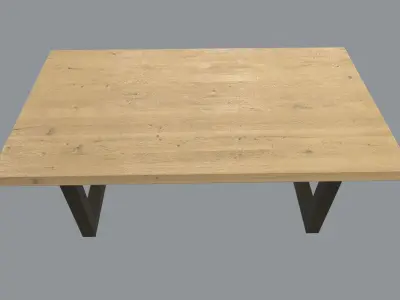 Table wood and steel dining 3D model