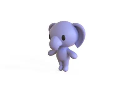 Little Elephant Animated Cute 3D Models For Games And Animations Low-poly 3D model
