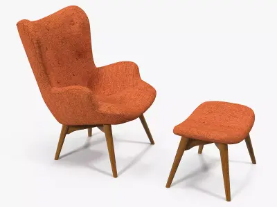 Grant Featherston Contour Style Chair Orange 3D model