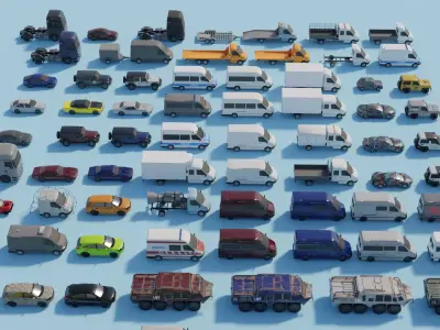 Low Poly Cars Pack-  Game Assets Low-poly 3D model