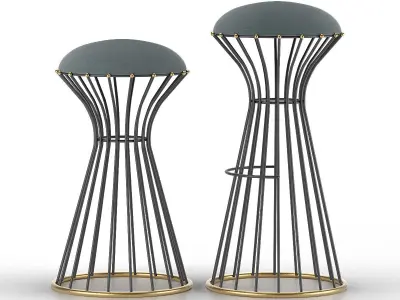 Adelphi Bar Counter Stool 3D model
