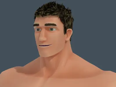 Rigged muscle man character 2016 3D model