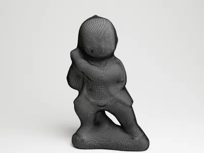 Chinese Ceramic Figure holding a flag 3d scan 3D model