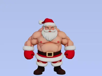 Strong Santa with Muscles Bust 3D Printable Buff Santa  3D print model