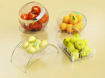 Fruits and Basket Collection 3D model