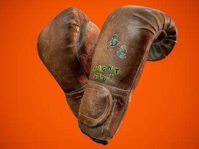 Vintage Boxing Gloves Low-poly 3D model