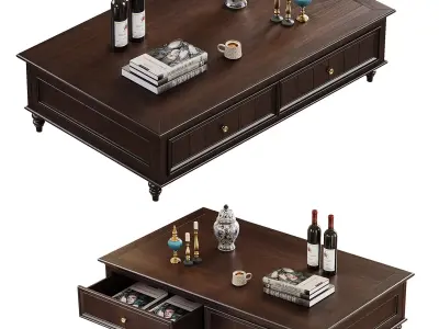American style tea table combination 3D model 3D model