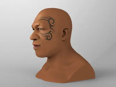 Mike Tyson bust ready for full color 3D printing 3D print model