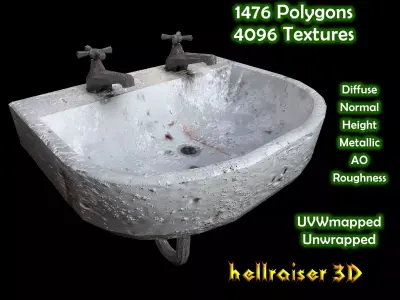 Old Sink - PBR - Dirty Textured Low-poly 3D model