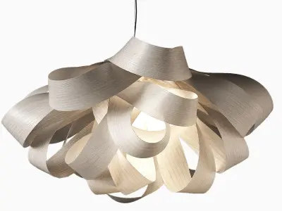 Agatha by LZF Pendant with Solid Wood Shade 3D model