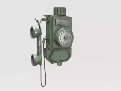 Old Green Phone Low-poly 3D model