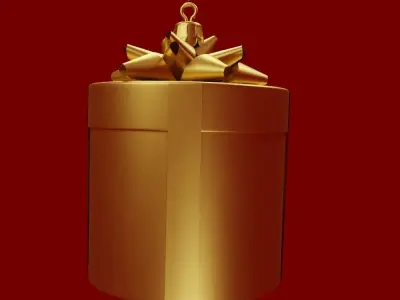 Gift Box Golden 3D - 01 3D model