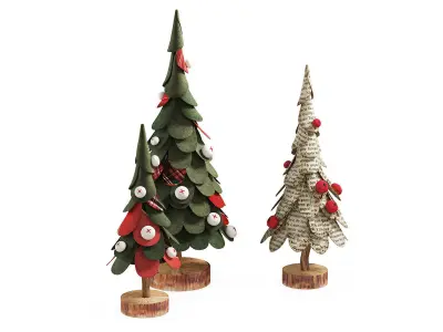Craft Christmas Trees Set  3D model