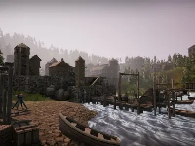 Top-Down Middle Ages City Assets for Game Ready Low-poly 3D model