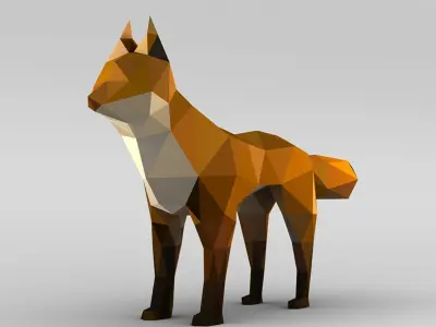 Vertex Coloured Fox Low-poly 3D model