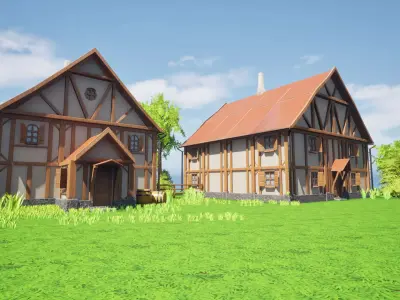 Stylized Modular House  Low-poly 3D model
