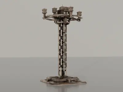 Two detailed game ready dwarven candlesticks Low-poly 3D model