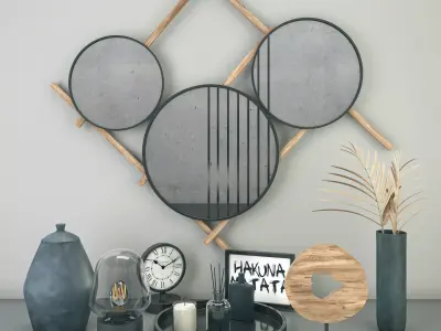 decorative set of mirrors on table 3D model