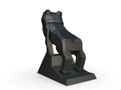 bulldog low poly statue 3D print model