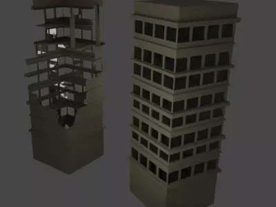 Destroyed Buildings Free low-poly 3D model