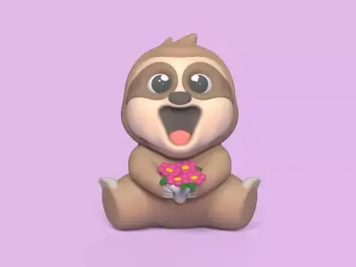 Sloth Bouquet 3D print model