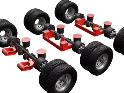 Trailer Air Suspension Ridewell 240 - Lowboy  trailer Low-poly 3D model