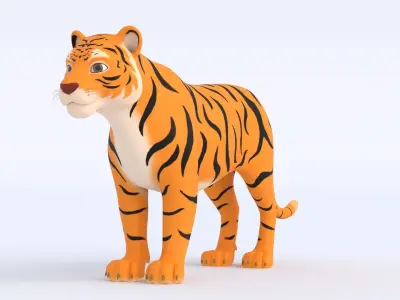 Cartoon Tiger Low-poly 3D model
