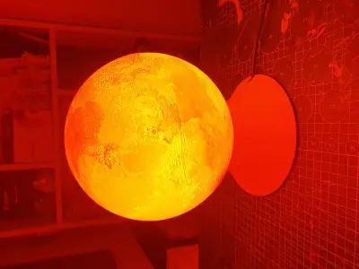 Planet Lamp -- Mars -- 3D Print Ready Night Light Free 3D print model