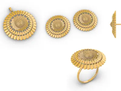 Dhritya Mandala Pendant Set With Ring 3D print model