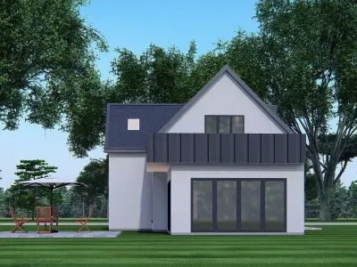 American House 3D Model  Modern Suburban Residential Home 3D model