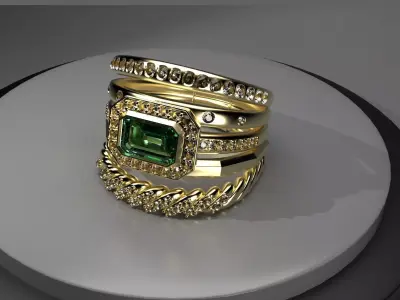 Emerald luxury ring 3D print model