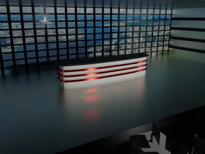TV News Studio Low-poly 3D model