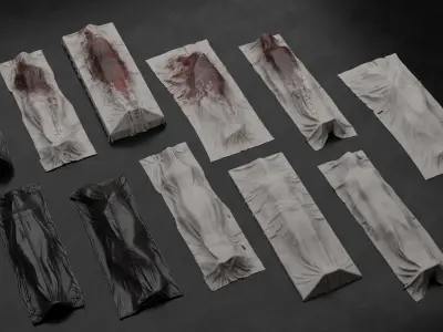 Body Bags High Quality Realistic Low-Poly - Custom Low-poly 3D model