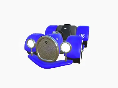 Cartoon Kart E02 Blue - Vehicle Racing Design Low-poly 3D model