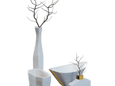 Wildwood Vase Set Low-poly 3D model