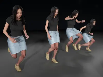 Woman - Summer Outfit 2 - Modular - Rigged Low-poly 3D model