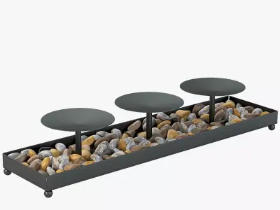Kole Decorative Metal Candle Holder And Stones Set 3D model